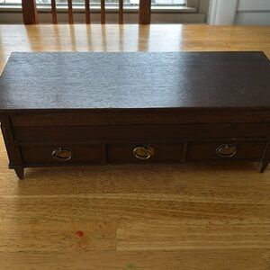 Vintage 1960's Jewelry Box Music Box Wooden With Retro & Velvet Interior